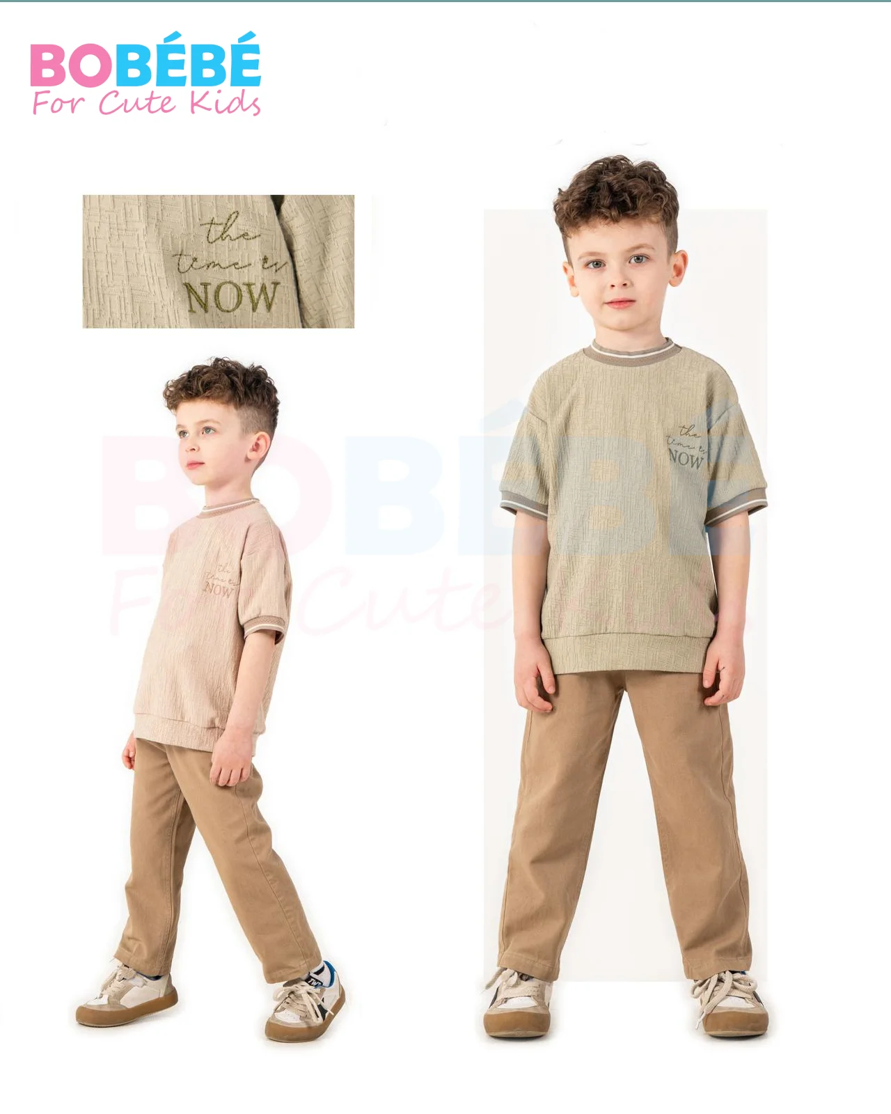 Ensemble garçon 2-13 Ans 2 pièces – T-shirt texturé manches courtes + Pantalon