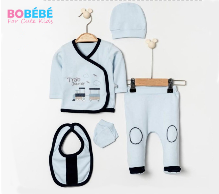 Ensemble 5 PCS naissance bébé garçon “Train Journey”