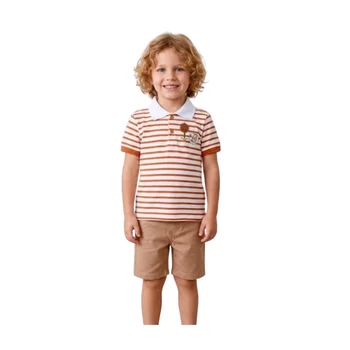Ensemble 2-5 ANS Garçon “Polo Rayé Caramel”