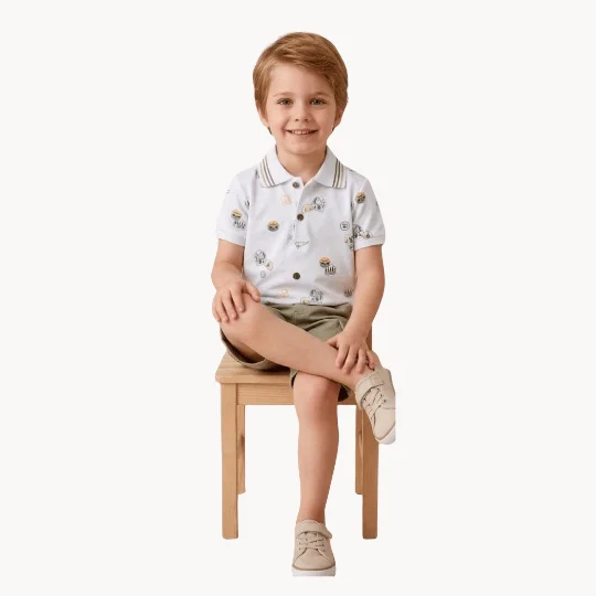 Ensemble 2-5 Ans Garçon Été – Polo Imprimé & Short