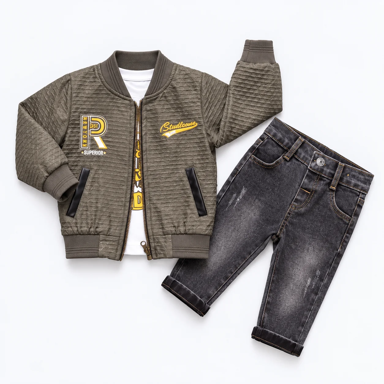 Ensemble Garçon Casual Chic – Veste Matelassée & Jean
