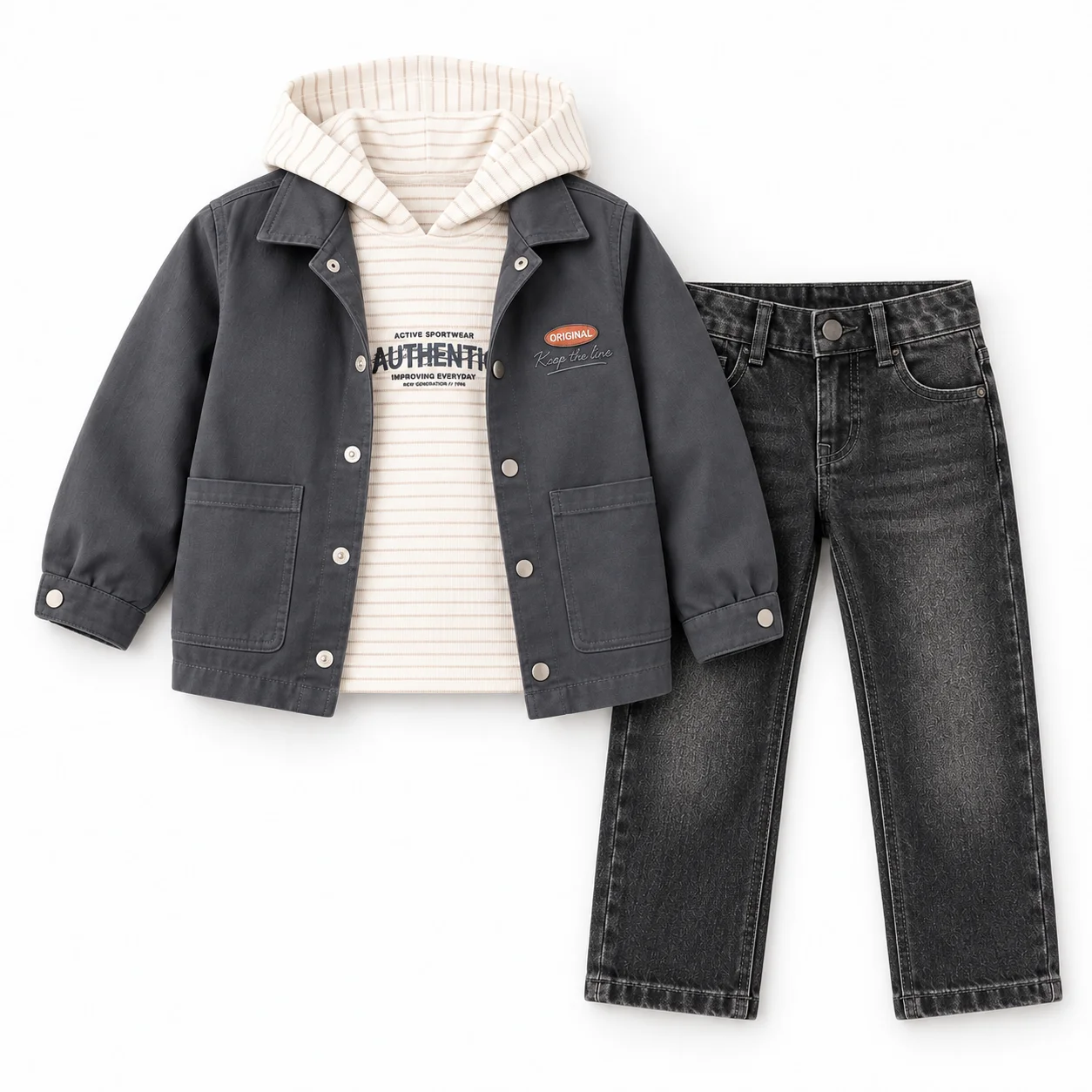 Ensemble garçon 3 pièces (Veste + Sweat à capuche + Jean)