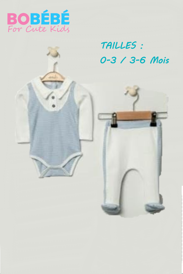 Ensemble Bébé Garçon 2 Pièces – Body Col Polo & Pantalon Confort
