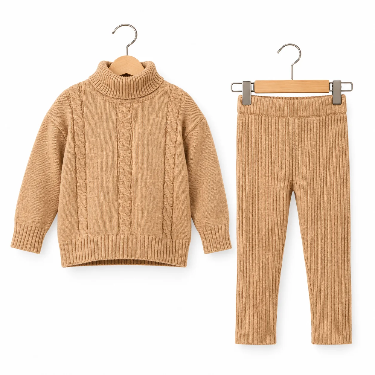 Ensemble Fille en Maille Col Roulé – Pull & Pantalon