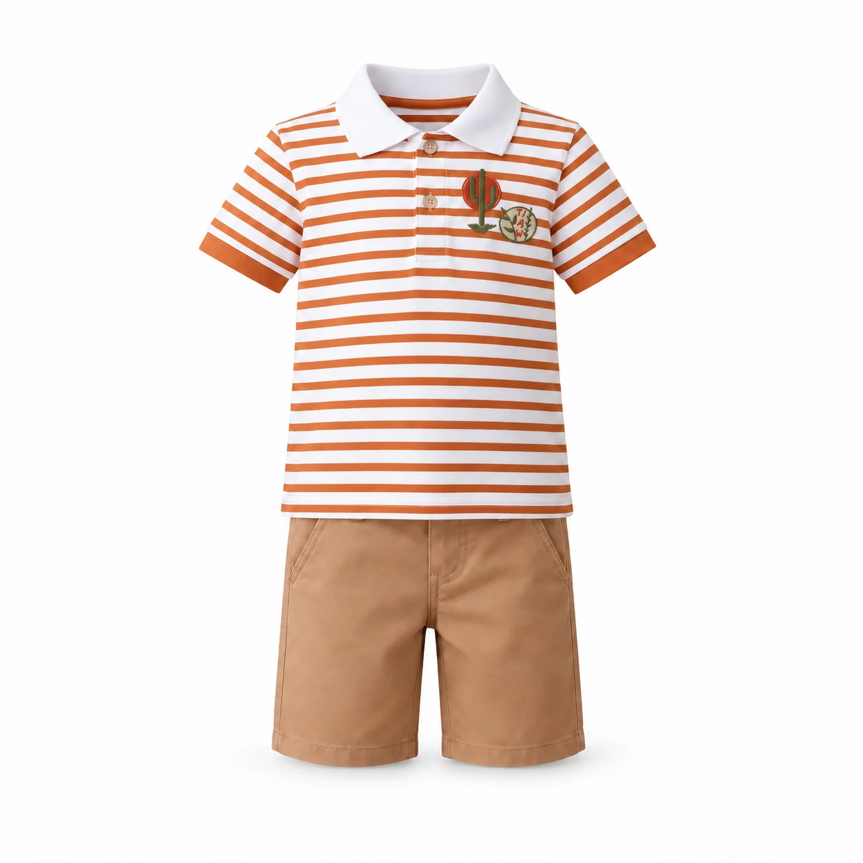 Ensemble 2-5 ANS Garçon “Polo Rayé Caramel”