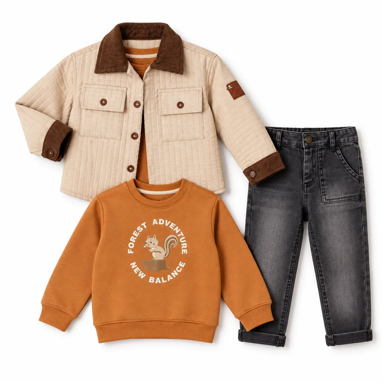 Ensemble garçon 3 pièces (Veste doublée + Sweat + Jean)