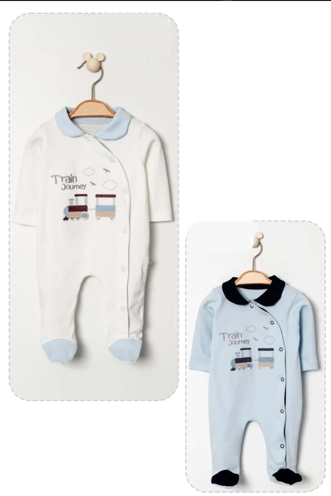 Grenouillère Bébé Train Journey – 100% Coton Doux