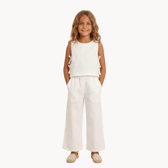 Ensemble 6-9 Ans Fille Élégant – Top Sans Manches & Pantalon Large
