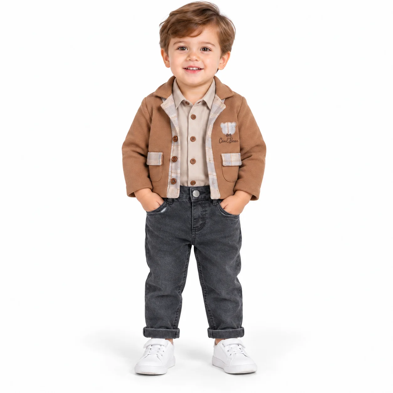 Ensemble Bébé Garçon Chic – Veste Élégante, Chemise et Pantalon