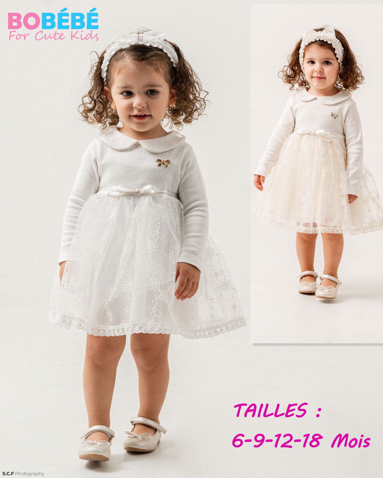 Robe Bébé Fille “Élégance Ivoire”