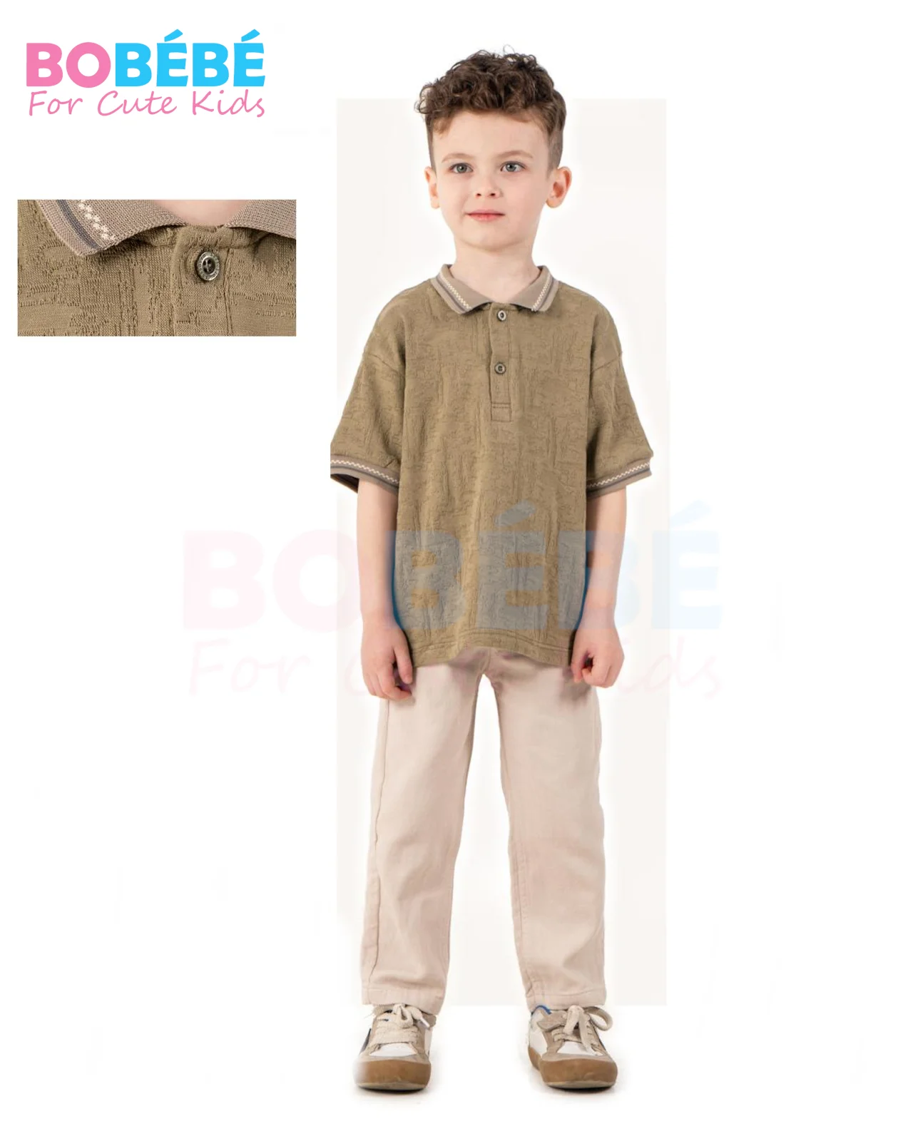 Ensemble garçon 2-13 Ans 2 pièces – Polo texturé + Pantalon