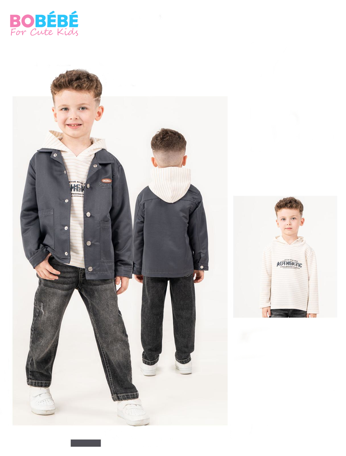 Ensemble garçon 3 pièces (Veste + Sweat à capuche + Jean)