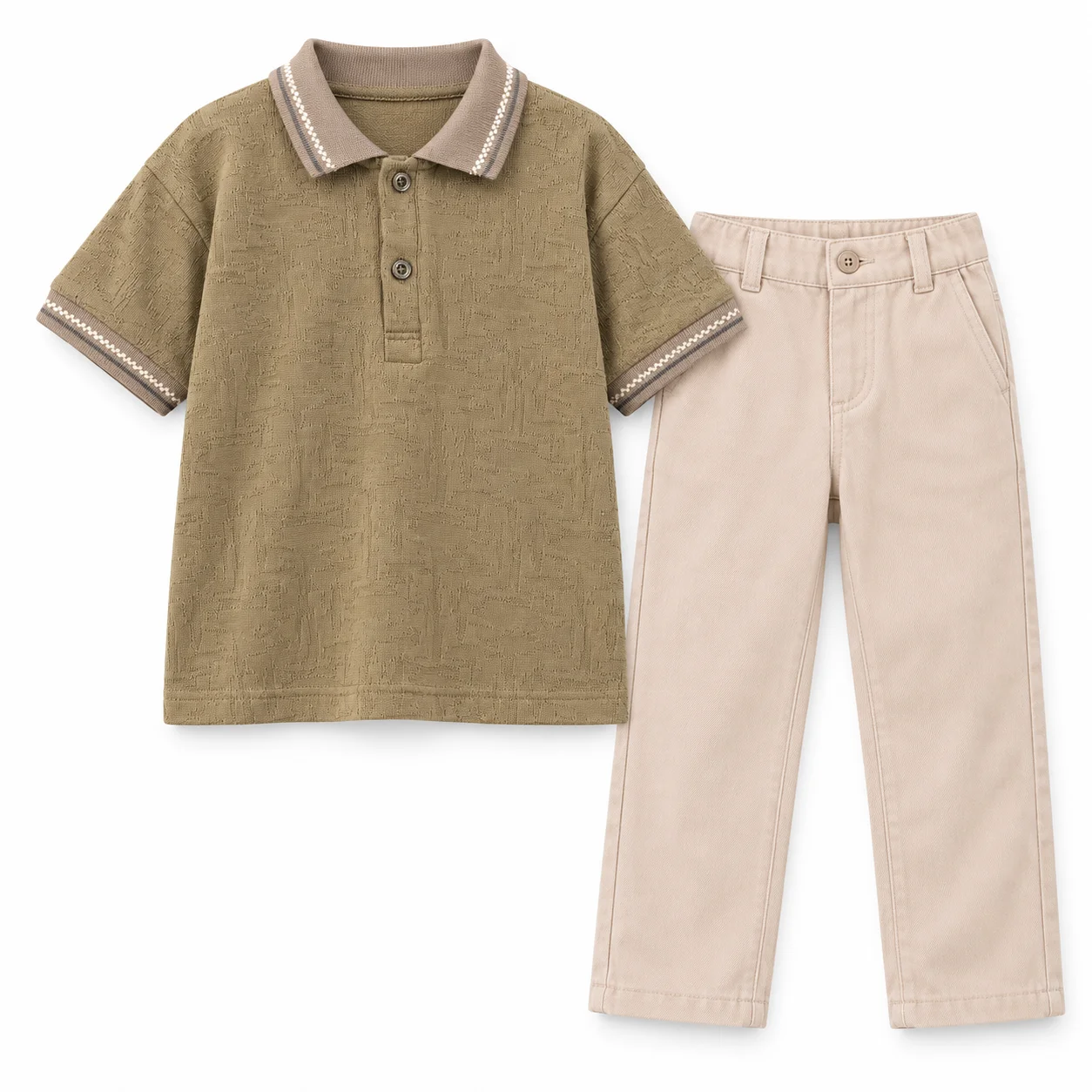 Ensemble garçon 2-13 Ans 2 pièces – Polo texturé + Pantalon