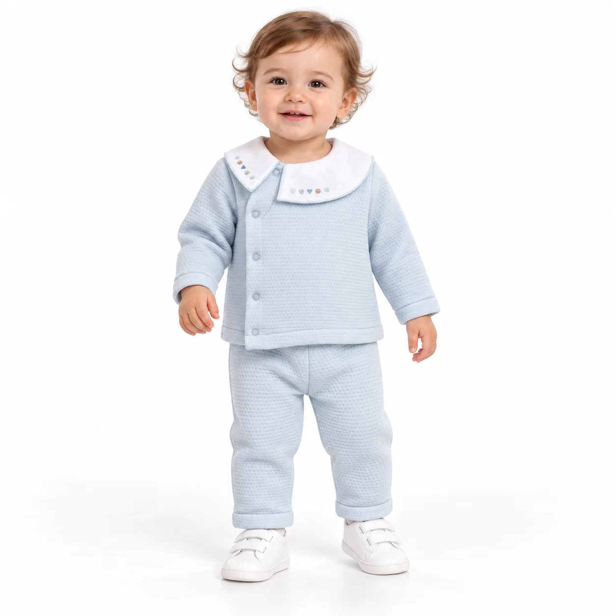 Ensemble Bébé Garçon – Gilet et Pantalon Bleu Pastel