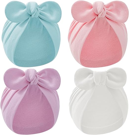 Lot de 4 bonnets bébé fille avec gros nœud – Zando