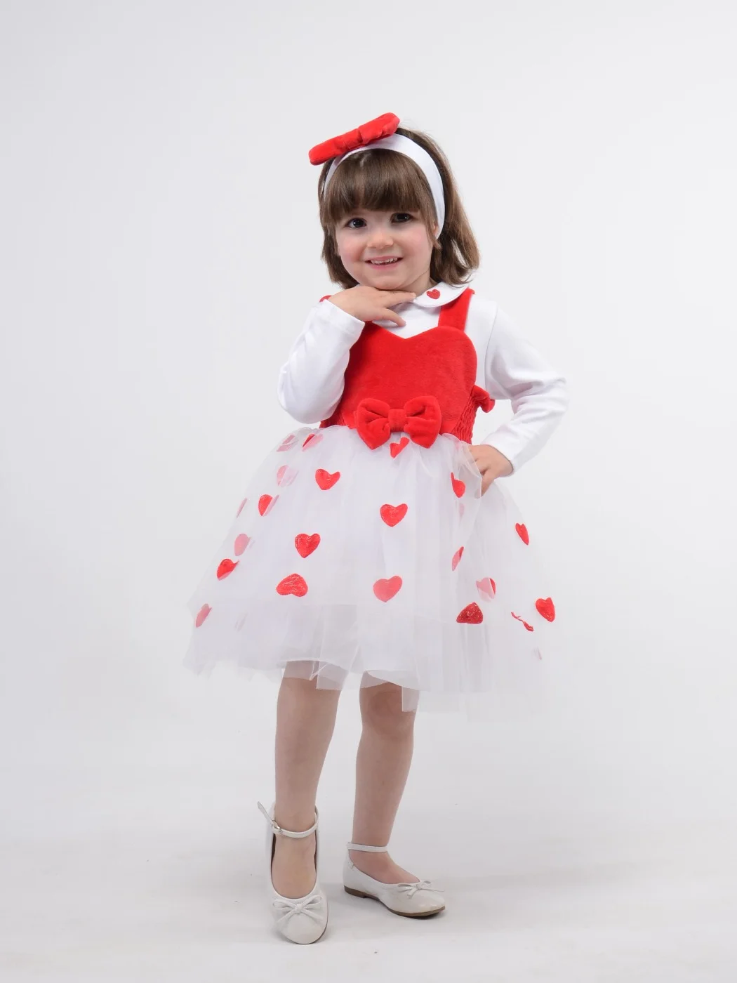 Robe Fille Cœurs Rouges – Ensemble avec Bandeau