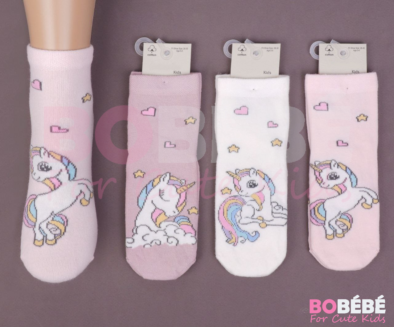 Lot de 3 chaussettes fille Licorne (coton)
