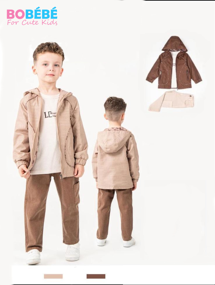 Ensemble garçon 3 pièces (Veste à capuche + T-shirt + Pantalon)