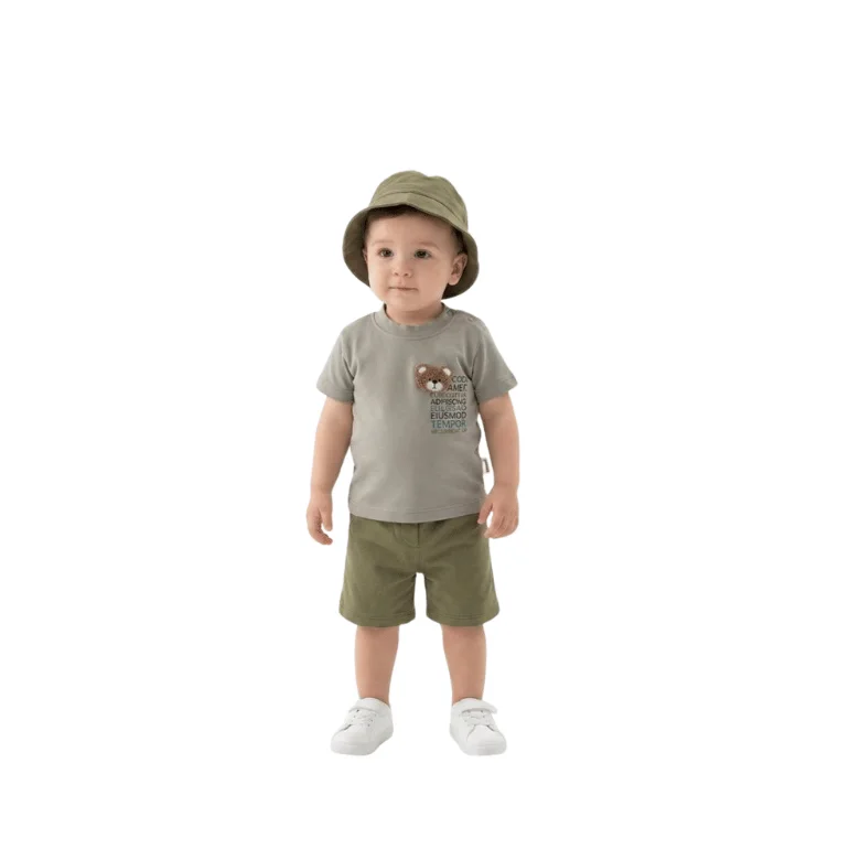 Ensemble 3-18 Mois bébé 3 pièces (T-shirt + short + chapeau)