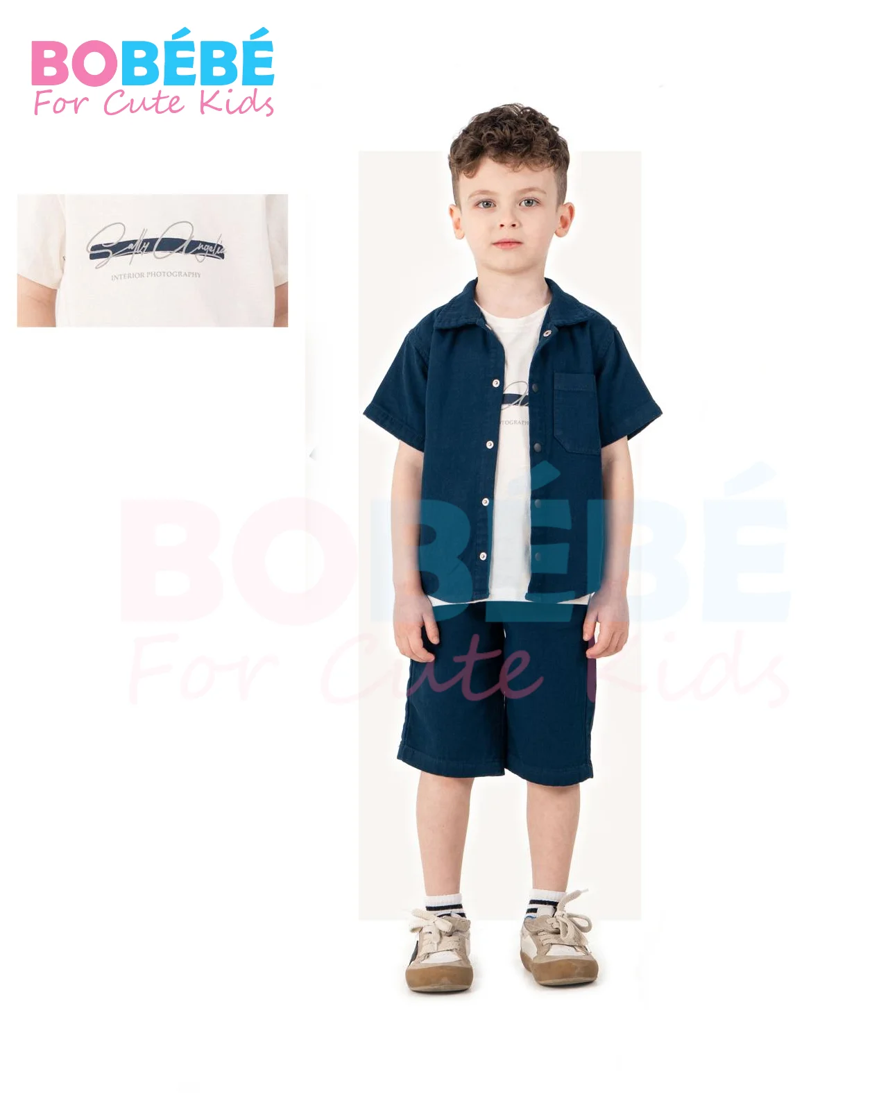 Ensemble Garçon 2-9 Ans Été 3 Pièces – Chemise + T-shirt imprimé + Bermuda