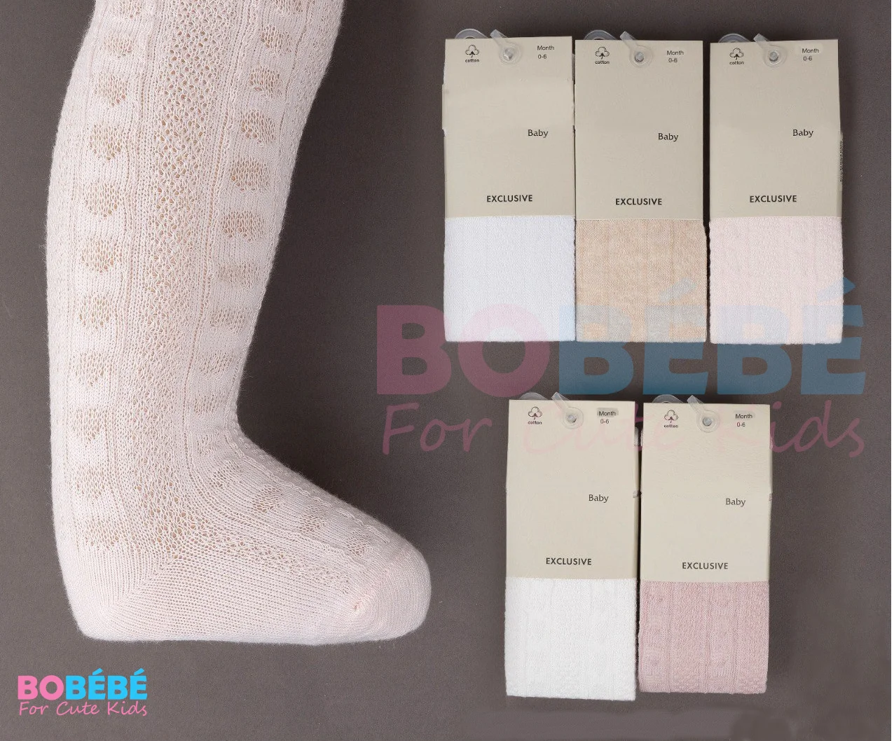Lot de 3 collants bébé ajourés (coton)