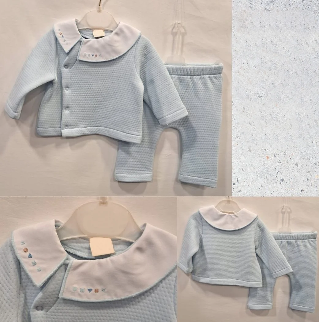 Ensemble Bébé Garçon – Gilet et Pantalon Bleu Pastel