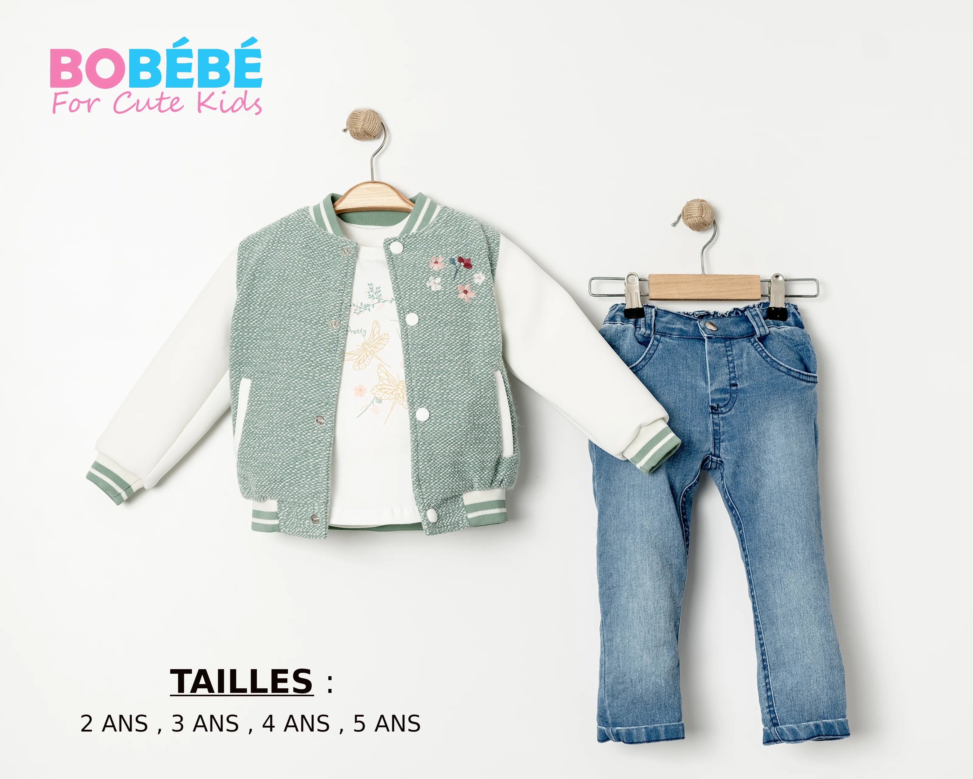 Ensemble Fille Décontracté Chic – Veste Teddy, T-shirt et Jean