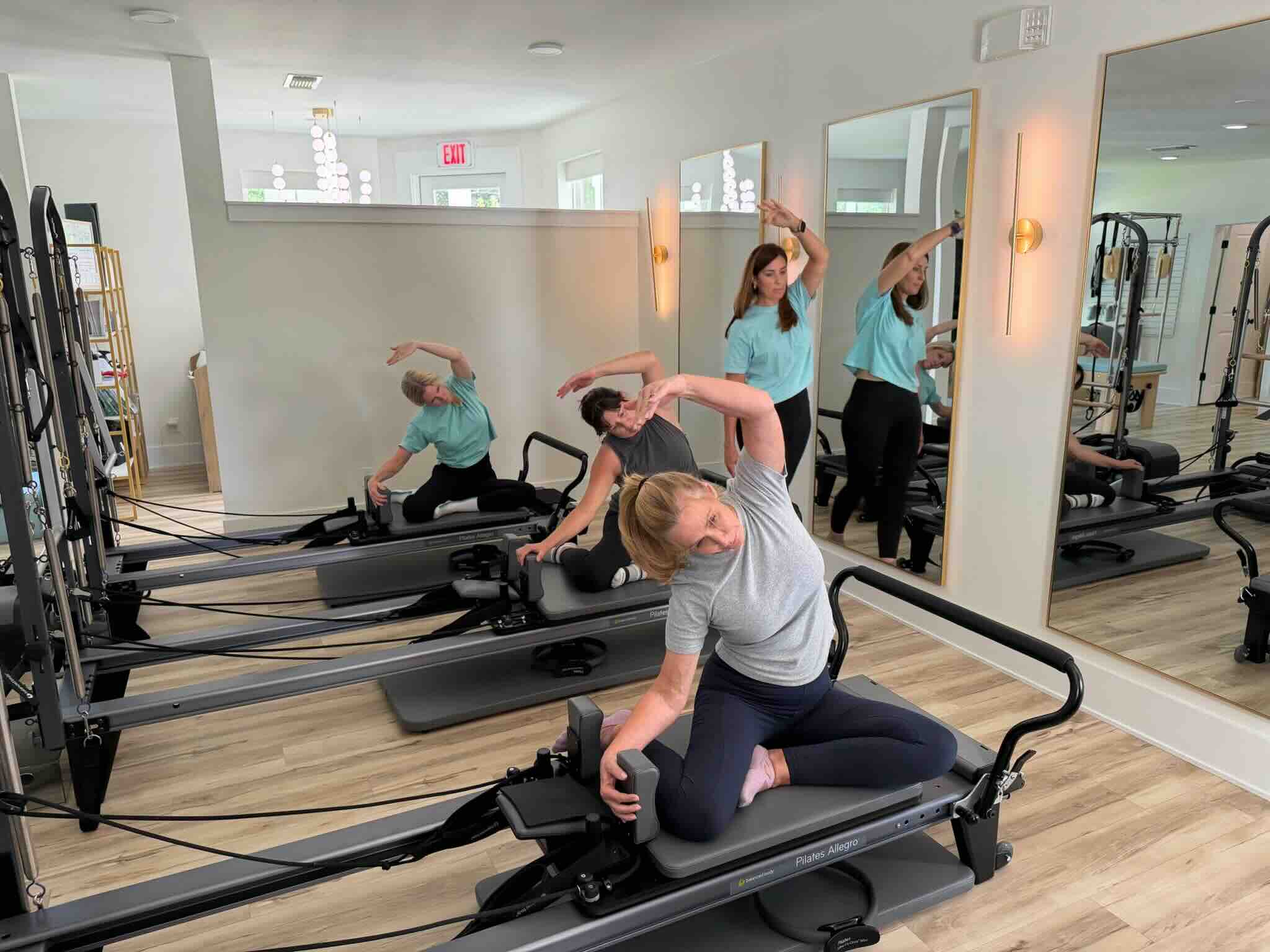 Pilates side bend on the reformer