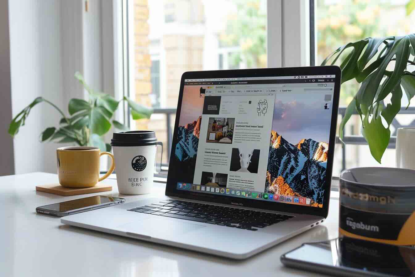 MacBook Pro on white desk
