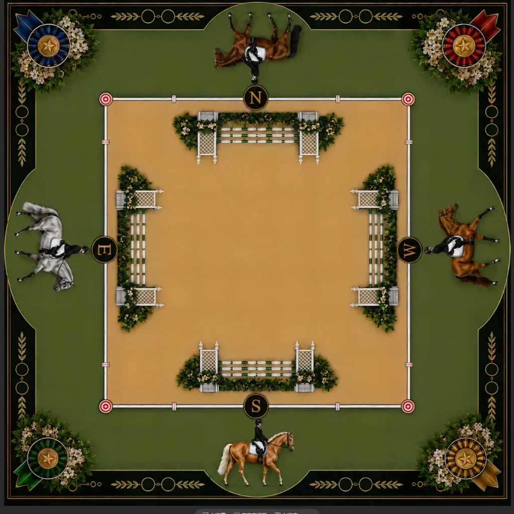 Set the Night on Fire Equestrian Mahjong Mat, product photo