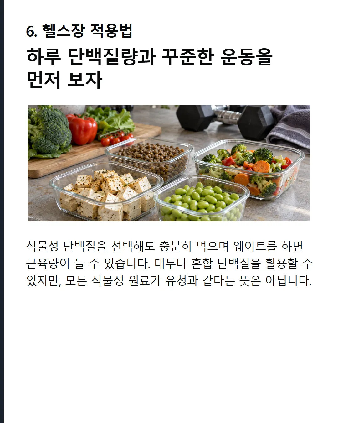 헬스장 적용법 하루 단백질량부터 채우는 것이 우선이다