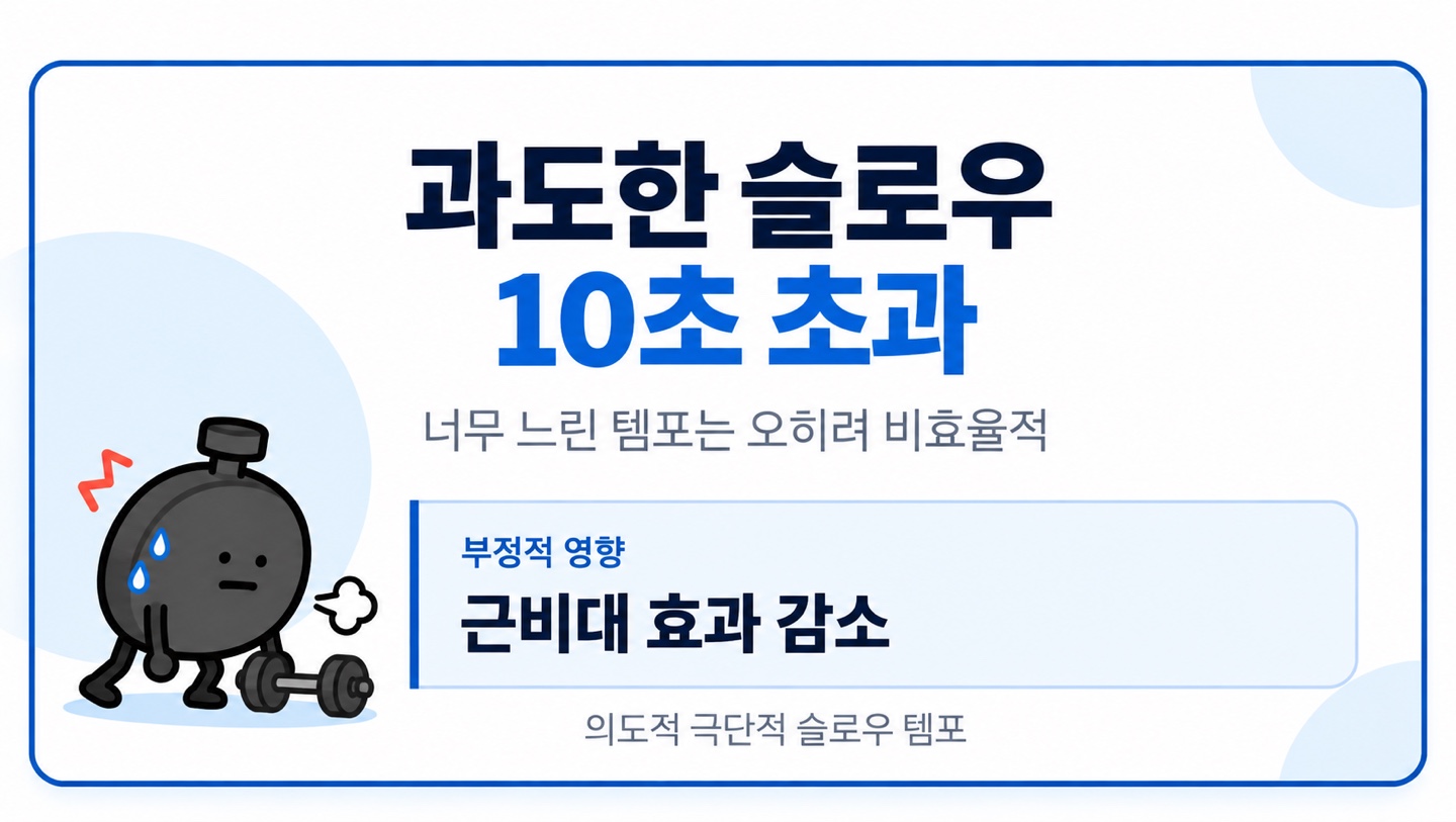 과도한 슬로우 10초 초과 너무 느린 템포는 오히려 비효율적 근비대 효과 감소