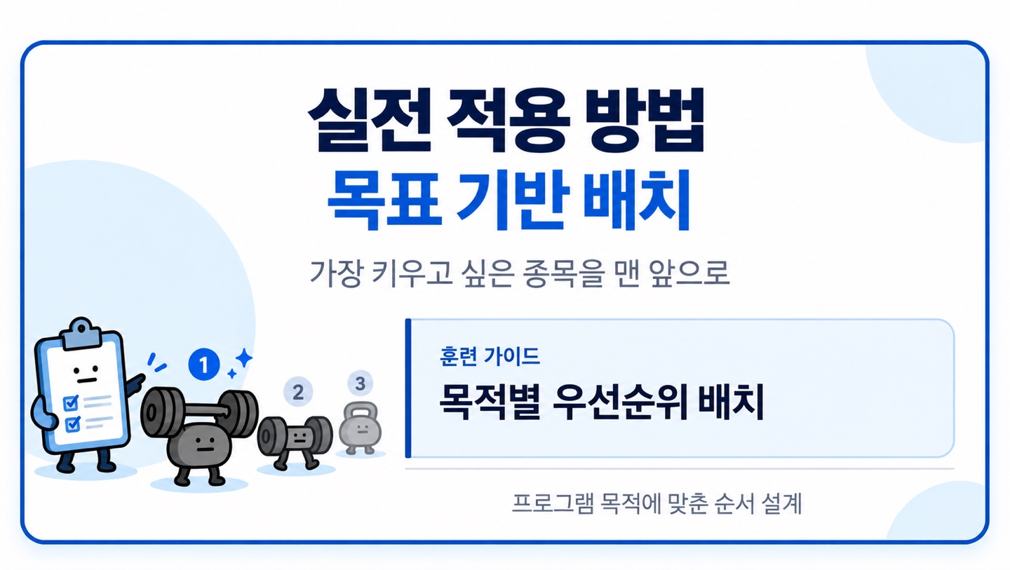 실전 적용 방법 목표 기반 배치 가장 키우고 싶은 종목을 맨 앞으로 목적별 우선순위 배치