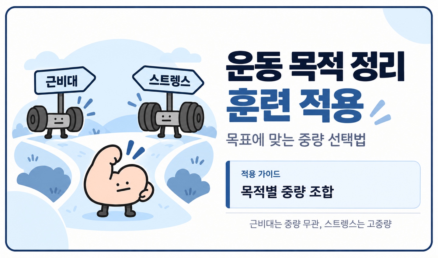 운동 목적 정리 훈련 적용 목표에 맞는 중량 선택법 목적별 중량 조합