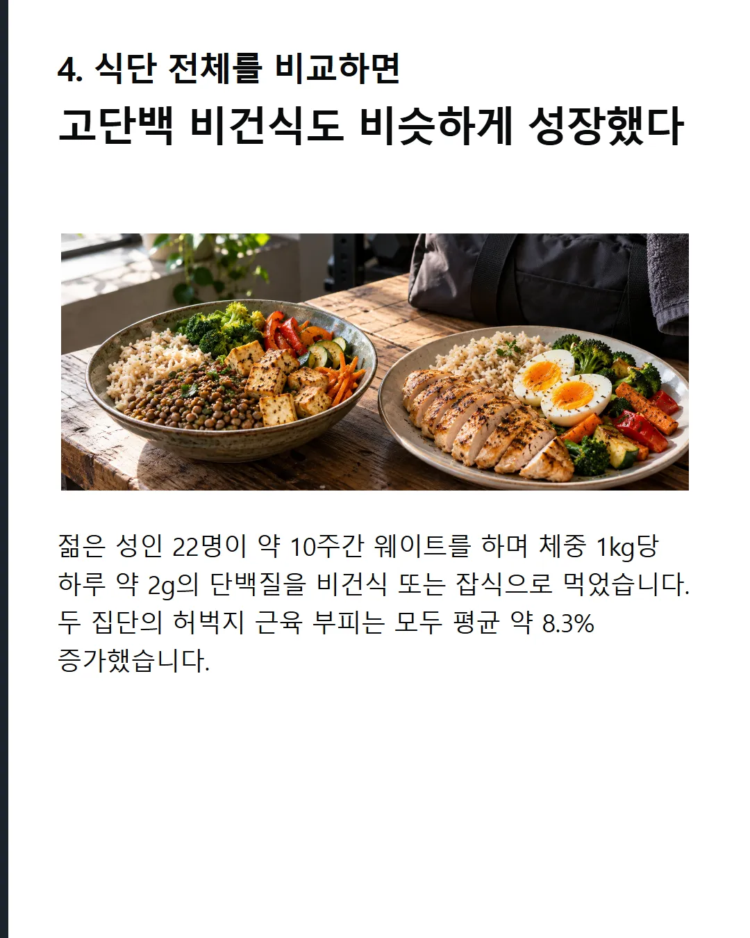 식단 전체를 비교해도 고단백 식단에서는 비슷하게 성장했다