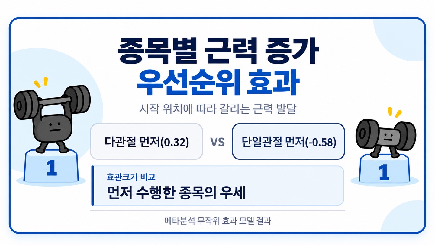 종목별 근력 증가 우선순위 효과 시작 위치에 따라 갈리는 근력 발달 먼저 수행한 종목의 우세