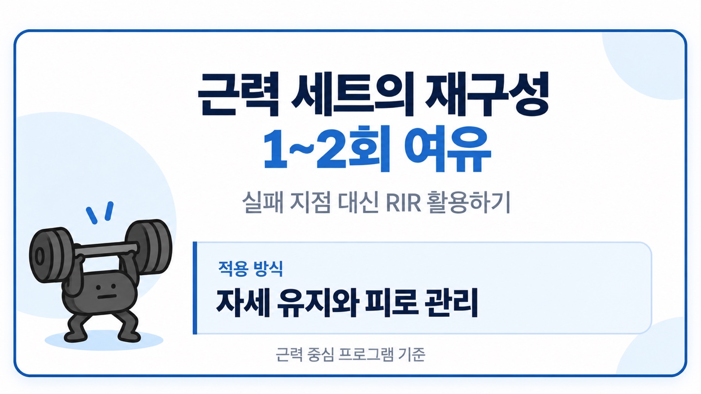 근력 세트의 재구성 1-2회 여유 실패 지점 대신 RIR 활용하기 자세 유지와 피로 관리