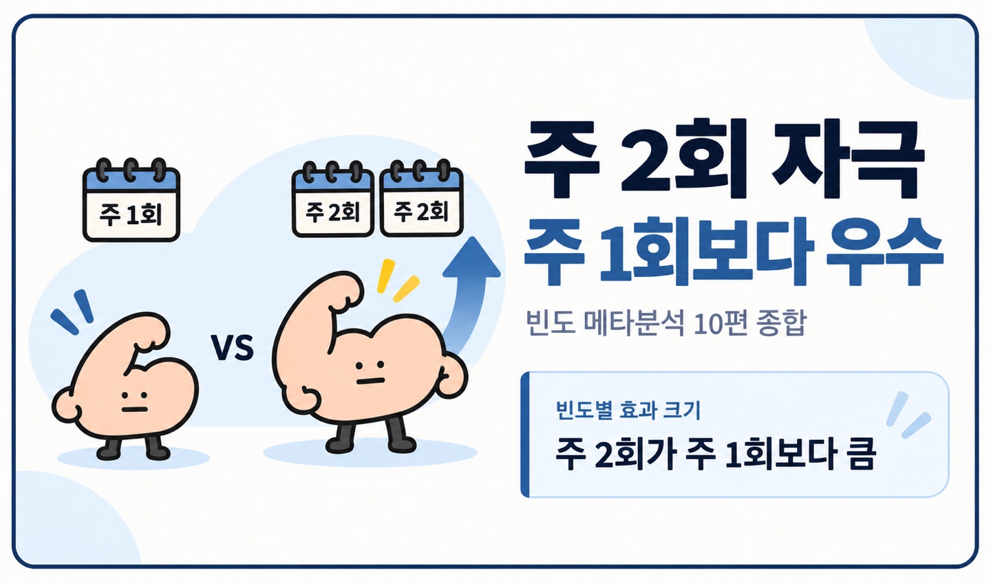 주 2회 자극 주 1회보다 우수 빈도 메타분석 10편 종합 주 2회가 주 1회보다 큼