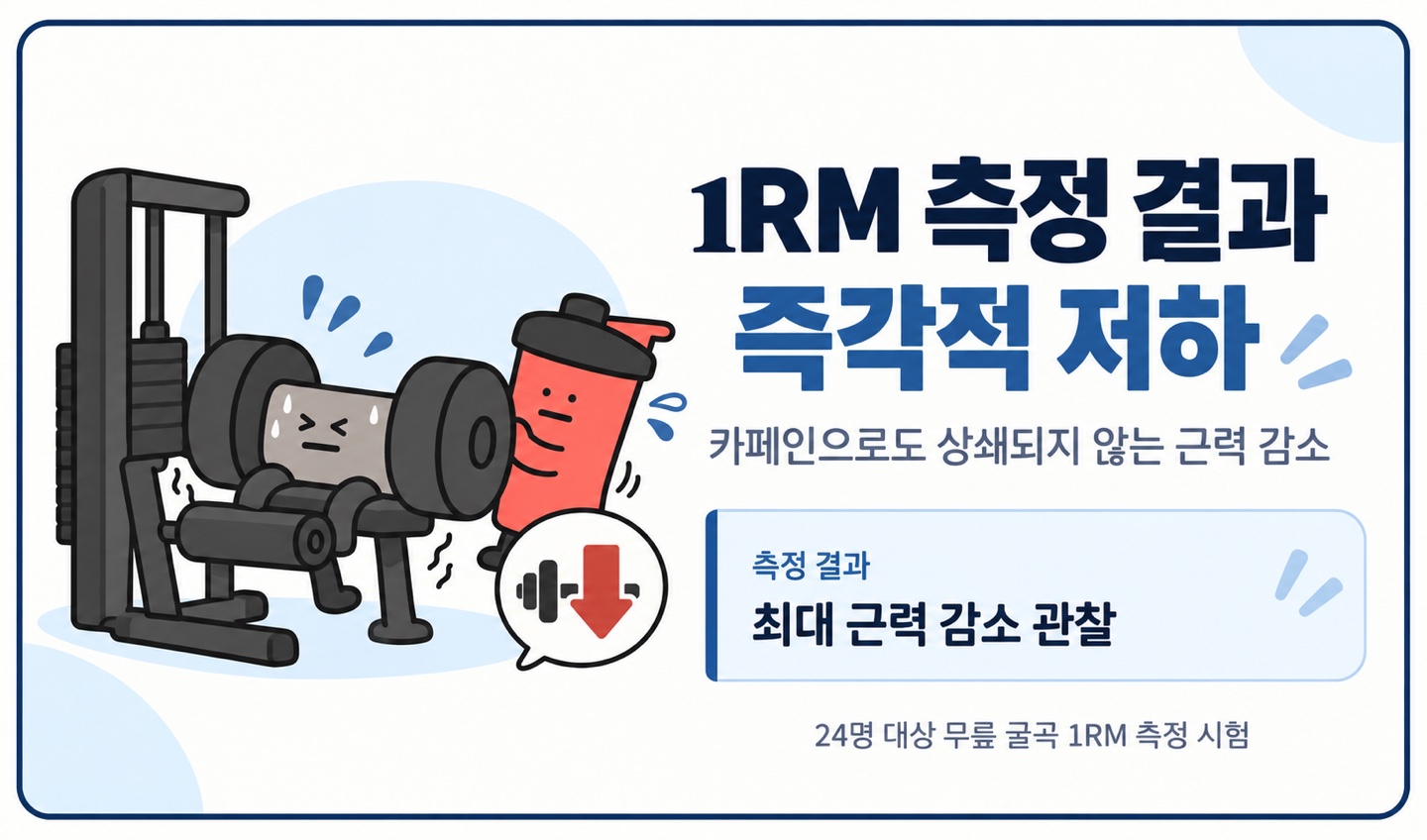 1RM 측정 결과 즉각적 저하 카페인으로도 상쇄되지 않는 근력 감소 최대 근력 감소 관찰