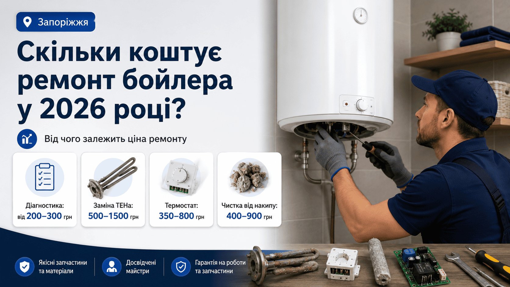 Скільки коштує ремонт бойлера в Запоріжжі у 2026 році