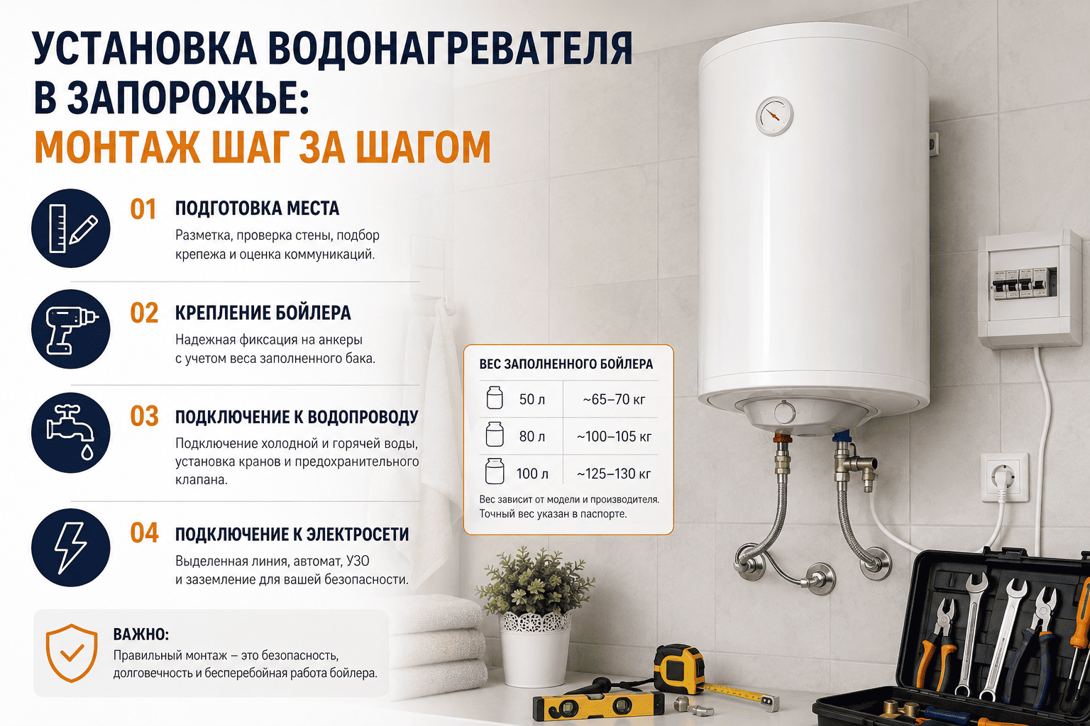 Встановлення водонагрівача в Запоріжжі: як проходить монтаж
