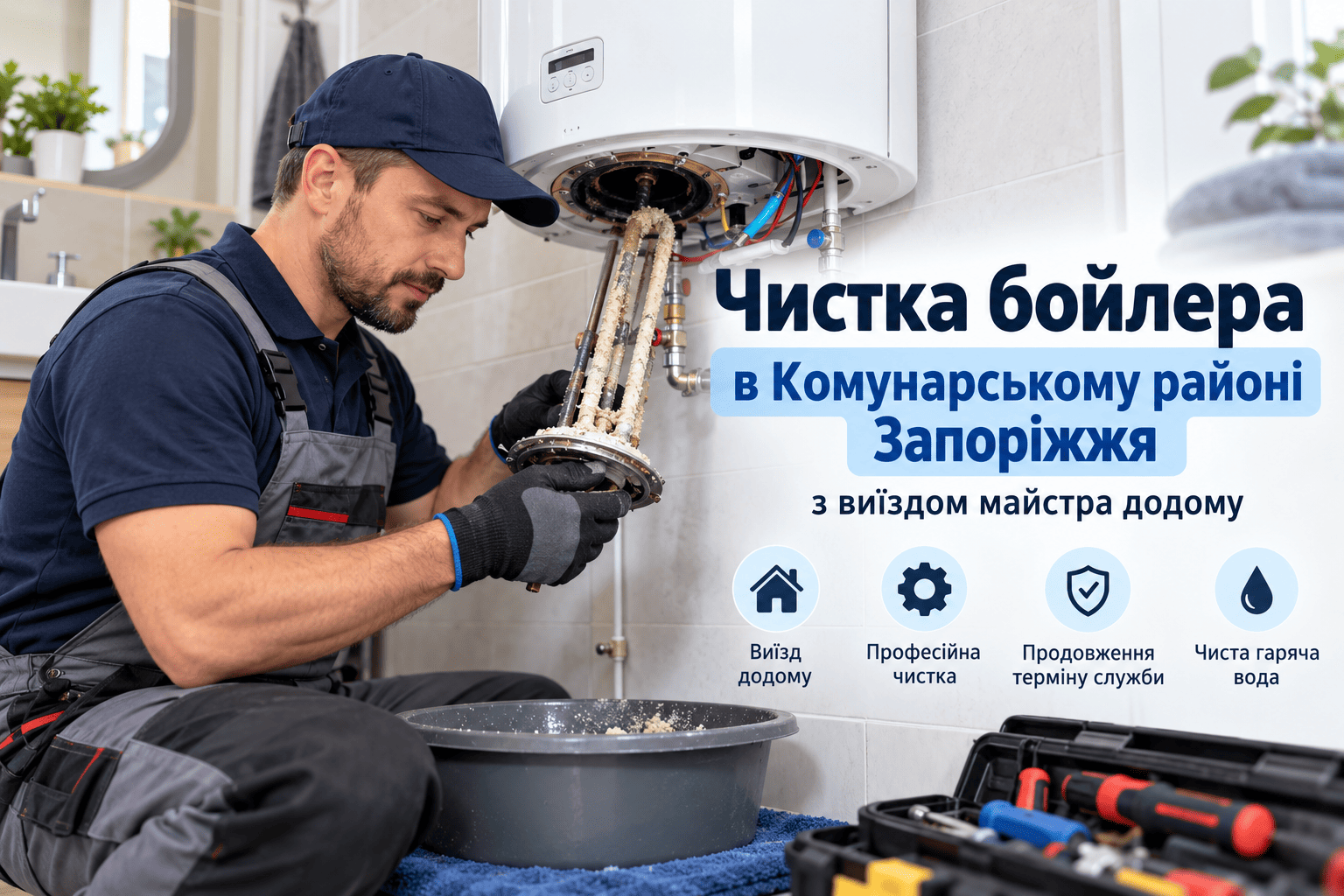 Чистка бойлера в Комунарському районі Запоріжжя з виїздом майстра додому