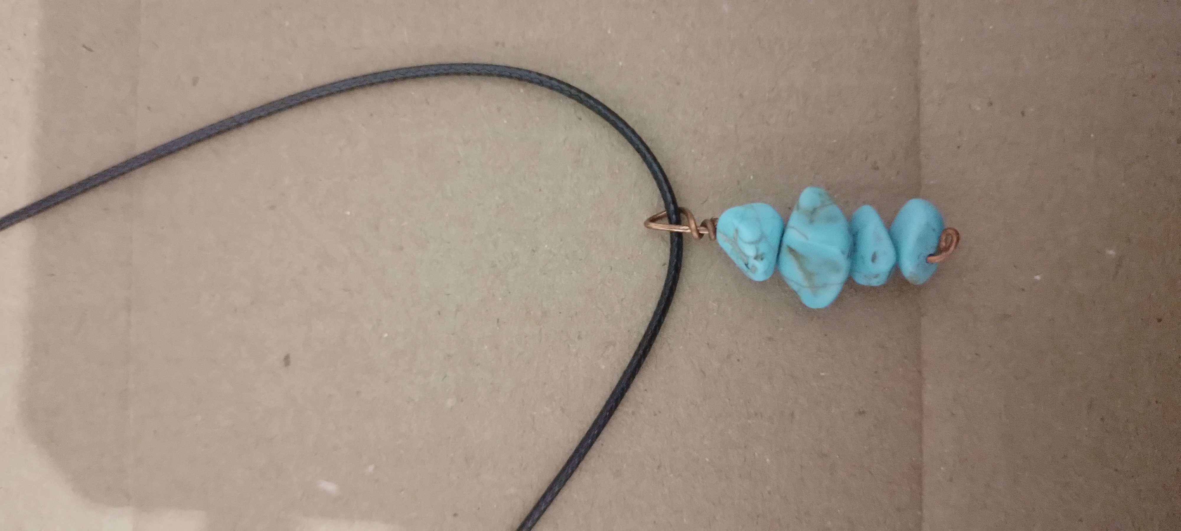 Thin Necklace with 4-Stone Turquoise Stack