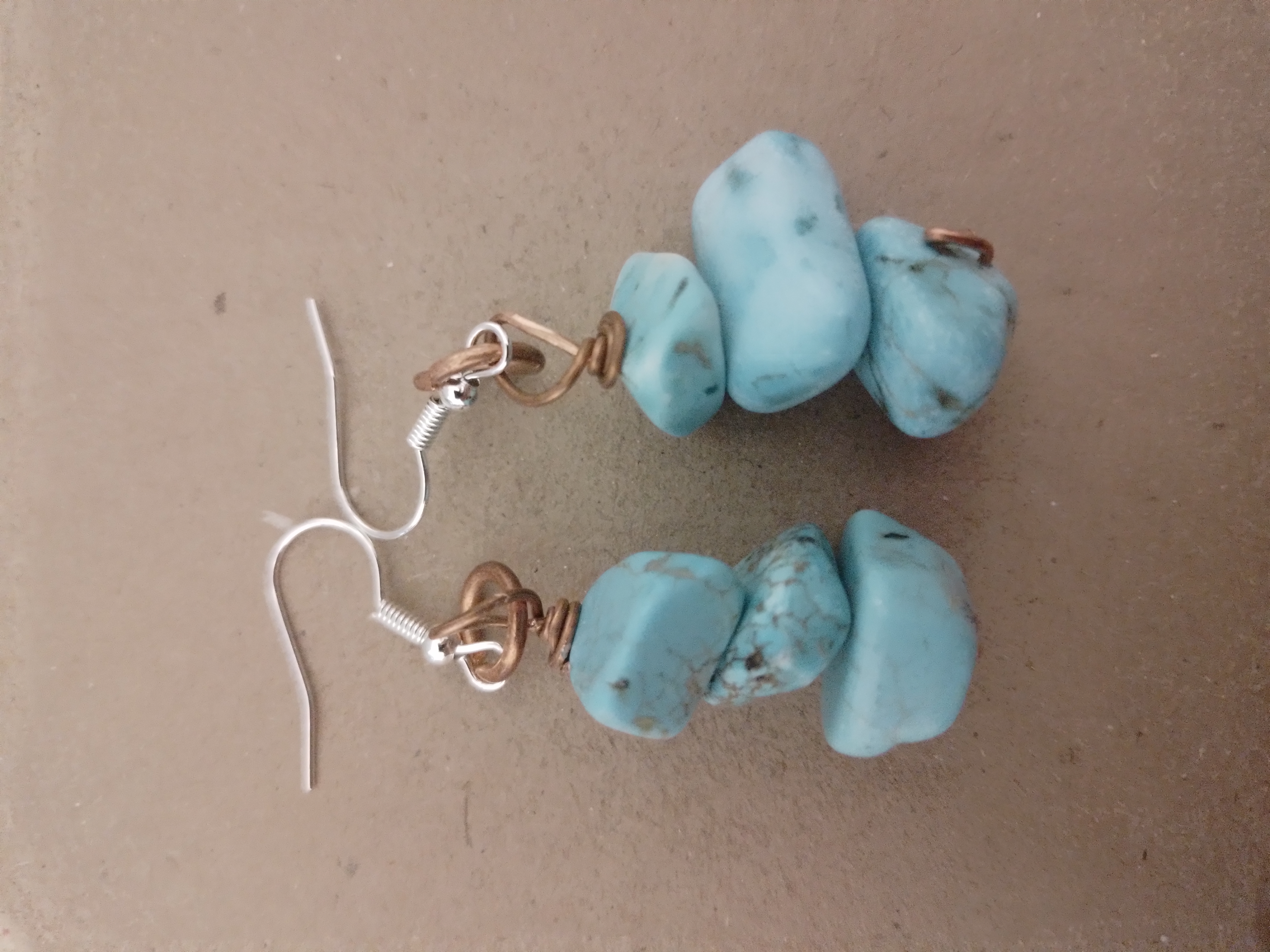 Turquoise Large Stone Stack Earrings