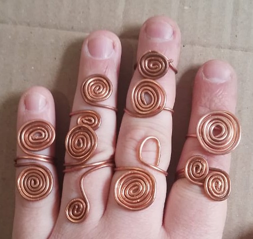 Textured Copper Ring Spirals