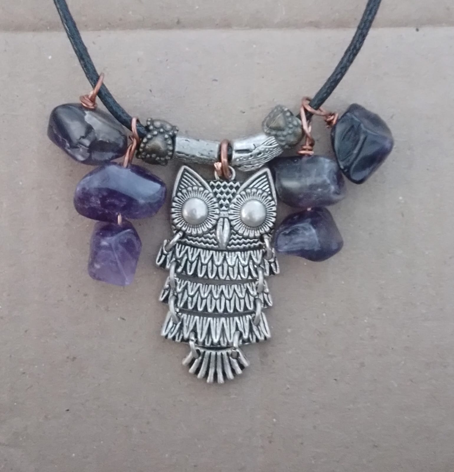 Amethyst Stacks With Owl Pendant