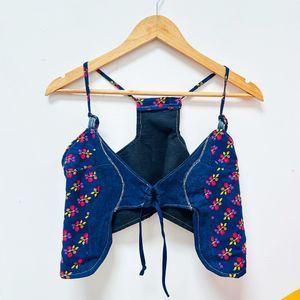 CROP TOP mezclilla y flores
