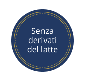 Etichetta o icona "Senza derivati del latte", che indica un prodotto privo di ingredienti lattieri.