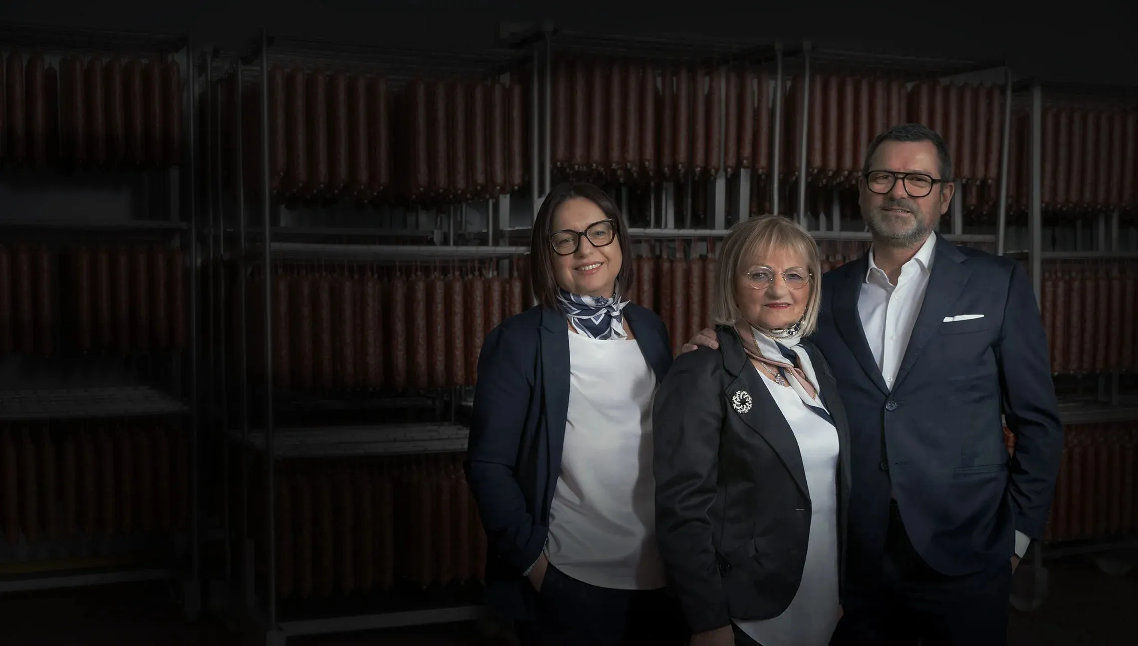 The Bombieri family inside the production plant in Buttapietra
