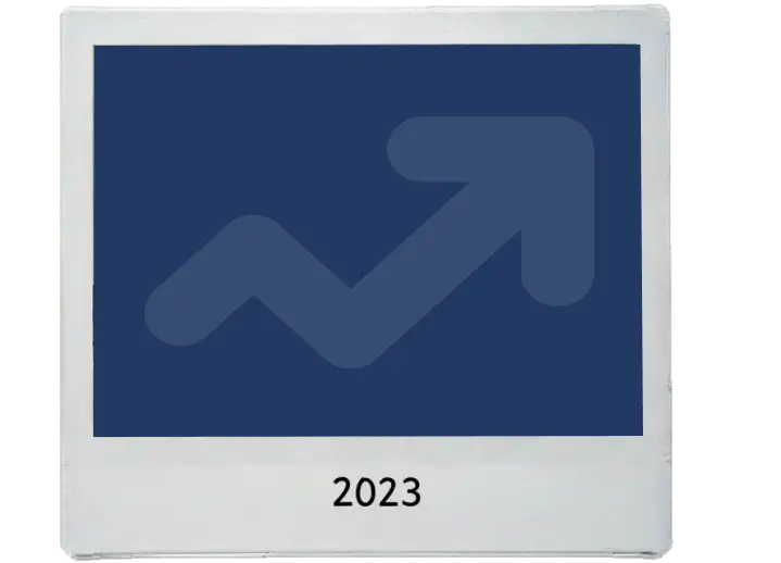 Arrow on blue background representing Bombieri's continuous growth